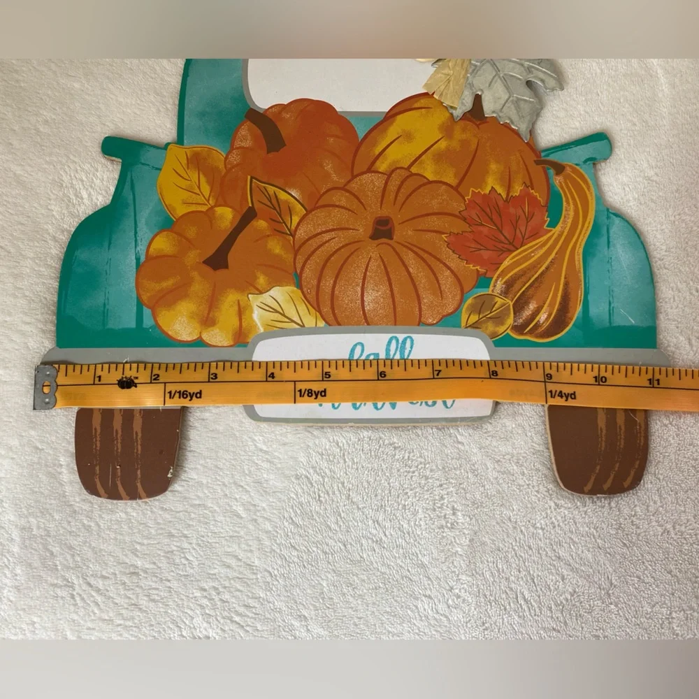 NWT Fall Harvest Classic Blue Truck with Pumpkins Hanging  Wall Door Sign